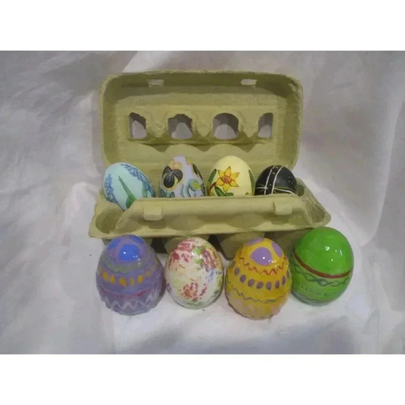 Hand Painted Easter eggs Set of 7 4 ceramic & 3 natural Holiday chicken - Picture 4 of 4